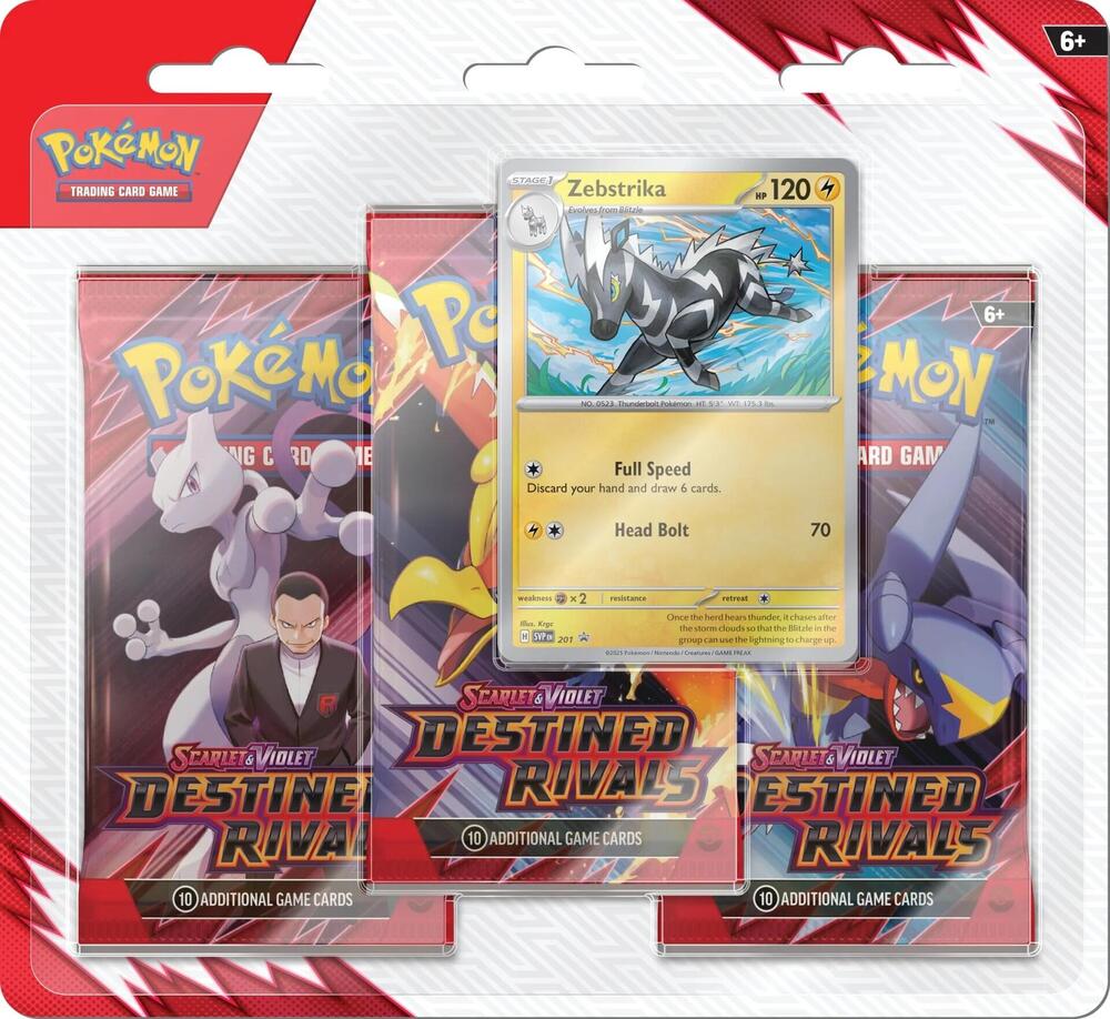 Pokémon TCG Destined Rivals 3 Pack Blister Zebstrika