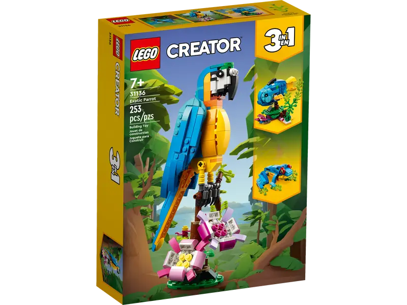 LEGO Creator 3 in 1 Exotic Parrot Building Toy Set