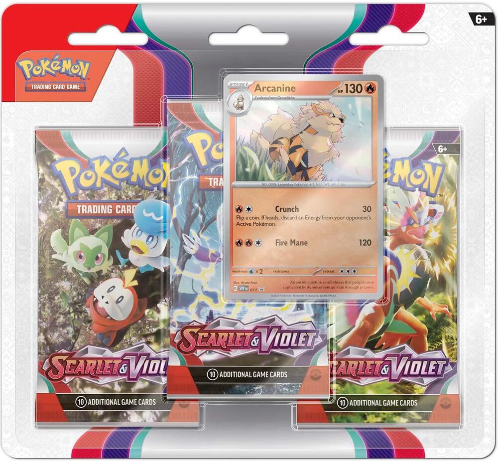 Pokemon TCG Scarlet & Violet 3 Pack Blister Arcanine