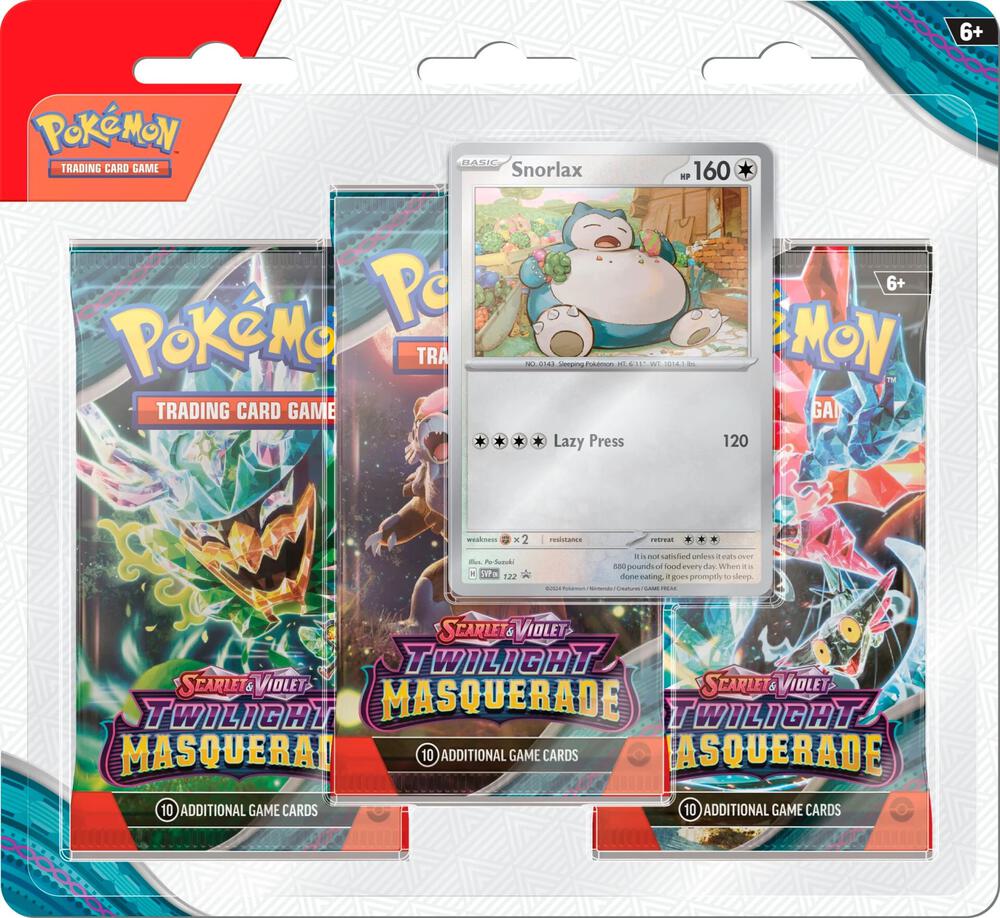 Pokemon TCG Twilight Masquerade 3 Pack Blister Snorlax