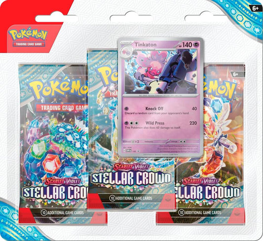 Pokemon TCG Stellar Crown 3 Pack Blisters Tinkaton